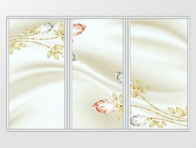 清新淡雅钻石珠宝金色雕花移门