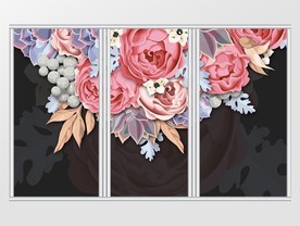 现代简约田园手绘花卉移门