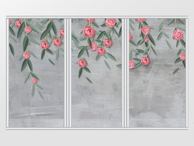 现代简约手绘花卉移门