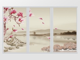 中国现代山水移门