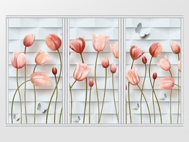 时尚现代简约3D立体郁金香移门