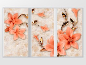 现代3D立体珠宝珠花移门