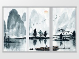 新中式山水中国风移门