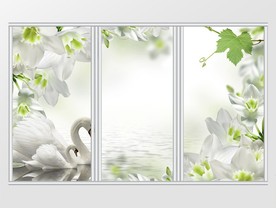 湖中的天鹅移门