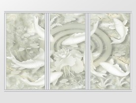 年年有余石雕莲花移门