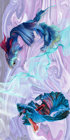 抽象蓝色锦鲤金鱼玄关