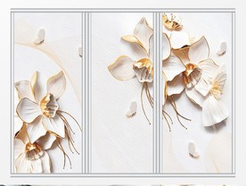 中国风浮雕花卉移门