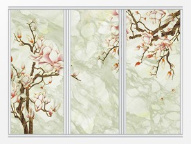 现代玉兰花玉石花鸟移门