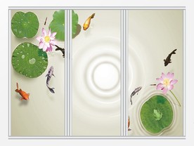 现代简约鱼戏莲叶移门