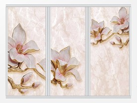 现代玉兰花花鸟移门