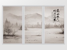 中国风山水移门