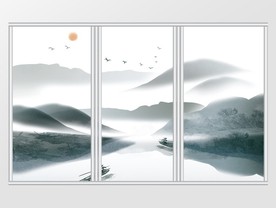 新中式水墨风格山水移门