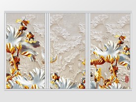 精品荷塘木雕移门