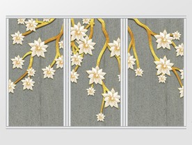 现代简约立体花卉清新移门