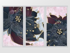 现代简约荷花花卉移门