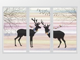 北欧简约抽象麋鹿移门