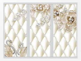 立体奢华天鹅花朵软包珠宝移门