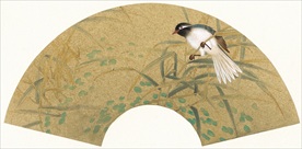 扇面线描 扇面白描 扇面素描