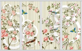 3D简约花卉背景移门