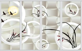 3D立体花草树叶移门