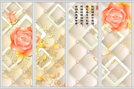 3D欧式玫瑰花藤移门