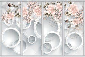 3D手绘蔷薇花藤移门