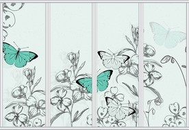 极简花卉蝴蝶移门