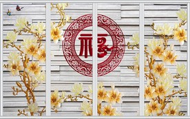 立体彩雕兰花移门