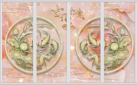 鲤鱼荷花纹移门