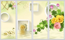 唯美玫瑰3D移门