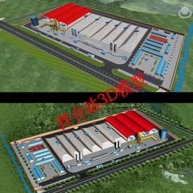 高速公路沥青拌和站鸟瞰3D模型