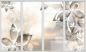 高档复古黑白花朵花卉移门