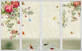 复古牡丹花移门