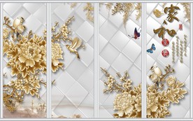 家和富贵中式牡丹花移门