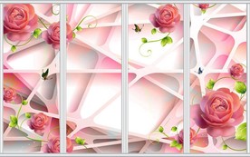 浪漫玫瑰花移门