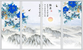 牡丹吟国画移门