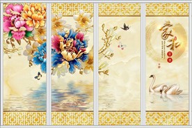 牡丹玉兰家和富贵移门