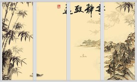 宁静致远山水画移门