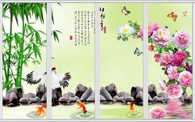 山水情中式移门