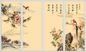 赏牡丹国画中国风移门