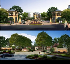 欧式小区入口建筑效果图