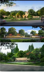 小区入口观景设计效果图