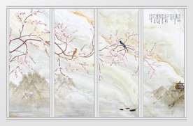 新中式水墨风景移门