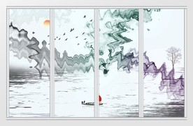 新中式抽象山水移门