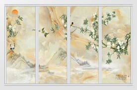 新中式花鸟仙境移门