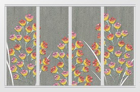 现代简约浮雕花卉移门