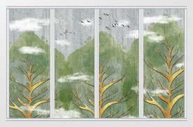 现代简约清新树木移门