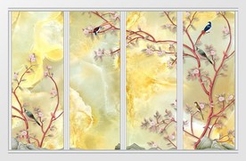 新中式花鸟水墨山水移门