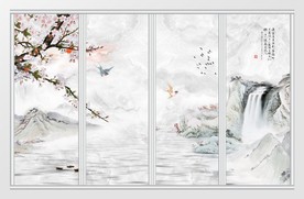 新中式水墨山水移门