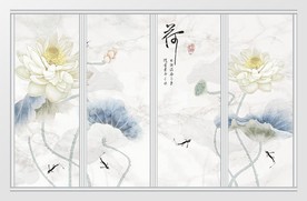 淡雅禅意荷花移门